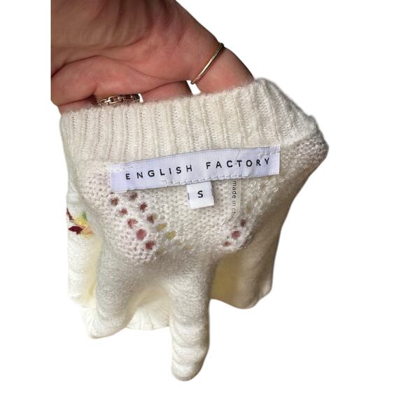 English Factory Floral Handmade Embroidered Button Down Cardigan Sweater - S - Picture 6 of 7